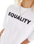 Noisy May oversize t-shirt dress with slogan in white