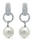 ფოტო #1 პროდუქტის Imitation Pearl Pave Cubic Zirconia Doorknocker Drop Earrings Crafted in Silver Plate