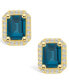 ფოტო #3 პროდუქტის London Topaz (4 ct. t.w.) and Diamond (3/8 ct. t.w.) Halo Stud Earrings in 14K Yellow Gold
