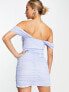 Фото #2 товара ASOS DESIGN off shoulder lace up mini dress in blue mesh