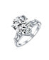 ფოტო #3 პროდუქტის Bridal Wedding 7CT CZ Pear Shaped Brilliant Cut Solitaire Teardrop Statement Engagement Ring Sterling Silver Cubic Zirconia Baguette Side Stones