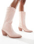 Фото #4 товара Glamorous western knee boots in pink micro