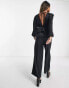 Only frill detail jacquard jumpsuit in black houndstooth