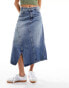 Mango cut about denim skirt in blue