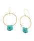 Фото #1 товара Turquoise Patina Petal Charm Hoop Earrings