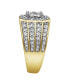 Фото #4 товара Hex Rose Natural Certified Diamond 1.74 cttw Round Cut 14k Yellow Gold Statement Ring for Men