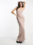 Bershka strappy soft shaping maxi dress in light brown