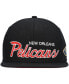 Men's Black New Orleans Pelicans Hardwood Classics Script 2.0 Snapback Hat