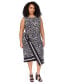 Фото #1 товара Plus Size Zebra-Print Faux Wrap Midi dress