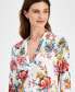 Petite Floral-Print Gathered-Neck Top, Created for Macy's