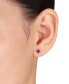 ფოტო #2 პროდუქტის Ruby (1 ct. t.w.) & Diamond (1/5 ct. t.w.) Heart Halo Stud Earrings in 14k Rose Gold