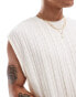 Фото #4 товара ASOS DESIGN relaxed boxy heavyweight cable knit tank in white