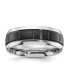 Фото #1 товара Cobalt Brushed Black IP-plated Grooved Center Wedding Band Ring