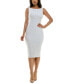 Фото #1 товара Juniors' Scoop-Neck Imitation Pearl-Trim Sequin Bodycon Dress