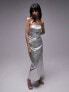 Фото #4 товара Topshop bandeau metallic midi dress in silver