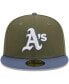 Men's Olive, Blue Oakland Athletics 59FIFTY Fitted Hat Olive, Blue, 7 5/8 - фото #3