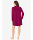 ფოტო #3 პროდუქტის Plus Size Henley Sleepshirt With Lace Detail