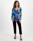 ფოტო #3 პროდუქტის Petite Floral-Print Zippered-Pocket Top, Created for Macy's