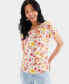 Women's Printed Short-Sleeve Scoop-Neck Top, Created for Macy's