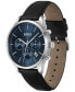 ფოტო #2 პროდუქტის Men's Chronograph Avery Black Leather Strap Watch 42mm