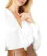 Фото #3 товара PAIGE 298355 Womens Faux Wrap Smocked Bodysuit White Size S