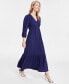 ფოტო #3 პროდუქტის Women's V-Neck Long-Sleeve Midi Dress