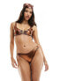 Фото #3 товара The Frolic sapphire u ring detail bikini top in bronze metallic