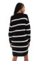 Фото #3 товара Noisy May Tall slouchy knitted dress in black with beige stripe