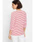 ფოტო #2 პროდუქტის Women's 100% Cotton 3/4 Sleeve Striped T-Shirt