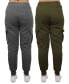 ფოტო #2 პროდუქტის Women's Heavyweight Loose Fit Fleece Lined Cargo Jogger Pants Set, 2 Pack