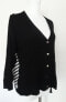 Фото #4 товара Alfani women's Sweater Long Sleeve Button Down cardigan Black White 0X