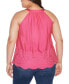 Black Label Plus Size Embroidered Hem Sleeveless Top