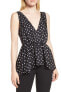 Фото #1 товара LEWIT Sharkbite Hem Silk Tank BLACK- WHITE KNOT PRINT sz M 150418