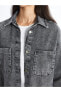 Düz Uzun Kollu Oversize Kadın Jean Gömlek Ceket