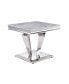 Satinka End Table, Light Gray Printed Faux Marble & Mirrored Silver Finish