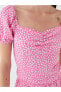 LCW Vision Kalp Yaka Çiçekli Kısa Kollu Kadın Bluz