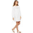 Scoop Mini Blouson Dress Women's White Long Sleeve Round Neck Pleated Pullover M