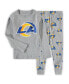 ფოტო #1 პროდუქტის Unisex Preschool Toddler Gray Los Angeles Rams Long Sleeve T-shirt and Pants Sleep Set