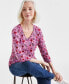 Women's Printed 3/4 Sleeve V-Neck Top, Created for Macy's