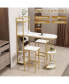 Modern Bar Table Set with Shelves, Glass & Wine Rack, 2 Stools