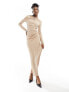 Extro & Vert maxi dress with ruching detail in camel