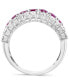 ფოტო #4 პროდუქტის EFFY® Ruby (1-1/2 ct. t.w.) & White Sapphire (1 ct. t.w.) Double Row Ring in 14k White Gold