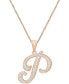 Фото #2 товара Macy's diamond Accent Script 18" Initial Pendant Necklace in Silver Plate, Gold Plate & Rose Gold Plate