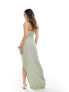 ASOS DESIGN textured bandeau maxi dress with split detail in sage green