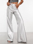 Amy Lynn matte Lupe wide leg trouser in silver