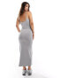 Фото #4 товара Miss Selfridge square neck cami maxi dress in grey marl