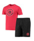 ფოტო #1 პროდუქტის Men's Black, Red Toronto Raptors T-shirt and Shorts Sleep Set