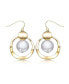 Фото #1 товара Sterling Silver 14k Yellow Gold Plated with White Freshwater Pearl Concentric Halo Dangle Drop Earrings