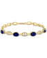 ფოტო #1 პროდუქტის EFFY® Sapphire (3-3/4 ct. t.w) & Diamond (1/8 ct. t.w.) Mariner Tennis Link Bracelet in 14k Gold