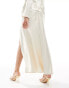 ASOS DESIGN satin maxi skirt with high side split co-ord in ivory